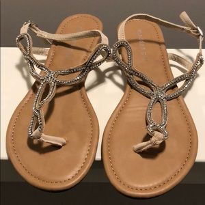 Silver & Tan Sequined Sandals